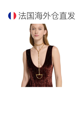 自营欧洲直邮GUCCI古驰 女士金色黄铜半马衔扣项链配饰