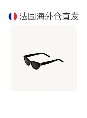 自营欧洲直邮YSL圣罗兰 SL M126女士黑色/银色醋酸纤维细长窄款猫