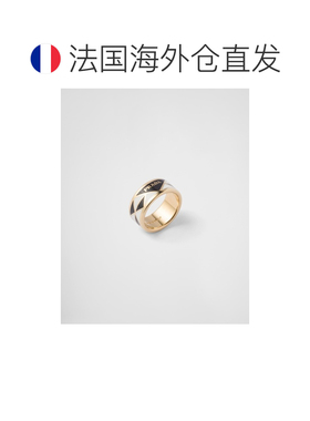 自营欧洲直邮Prada普拉达 女士黑色/白色金属三角几何图案戒指