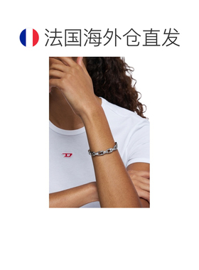 自营欧洲直邮Diesel迪赛 女士银灰色不锈钢链条手链