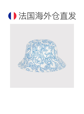 欧洲直邮自营Petit Bateau小帆船 女孩蓝色/白色棉质印花遮阳帽
