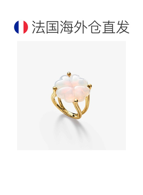 自营欧洲直邮Baccarat巴卡拉 Trefle女士白色纯银镀金四叶草戒指