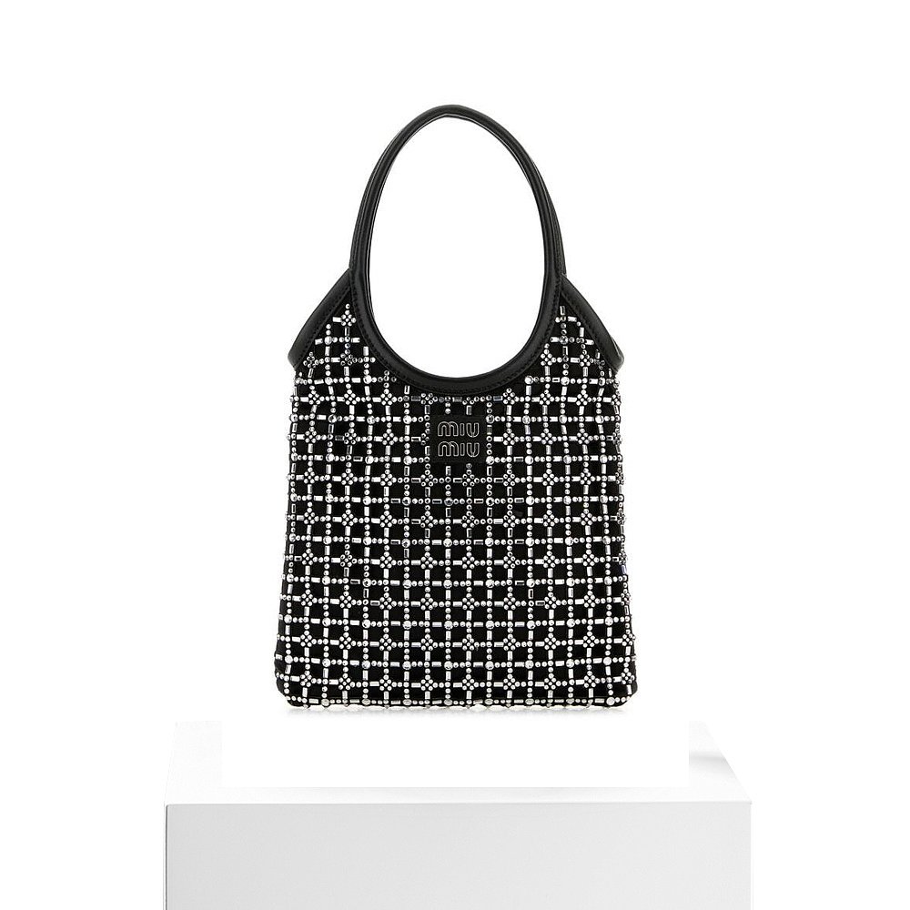 香港直邮Miu Miu 徽标手提包 5BA2812F7LVOON - 图3