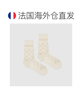 自营欧洲直邮Gucci古驰女士象牙GG棉混纺袜子新款