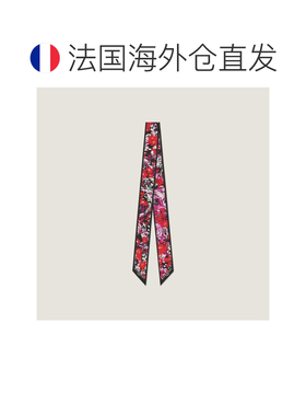 自营欧洲直邮Givenchy纪梵希 印花女士黑色/紫红色丝绸发带