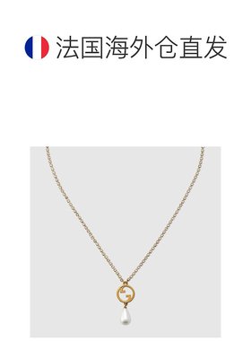 自营欧洲直邮Gucci古驰Blondie系列女士金属水晶黄金色项链吊坠
