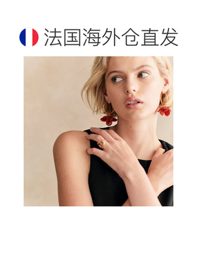 欧洲直邮Sezane 女士红色树脂/黄铜耳坠新款耳环耳饰配饰