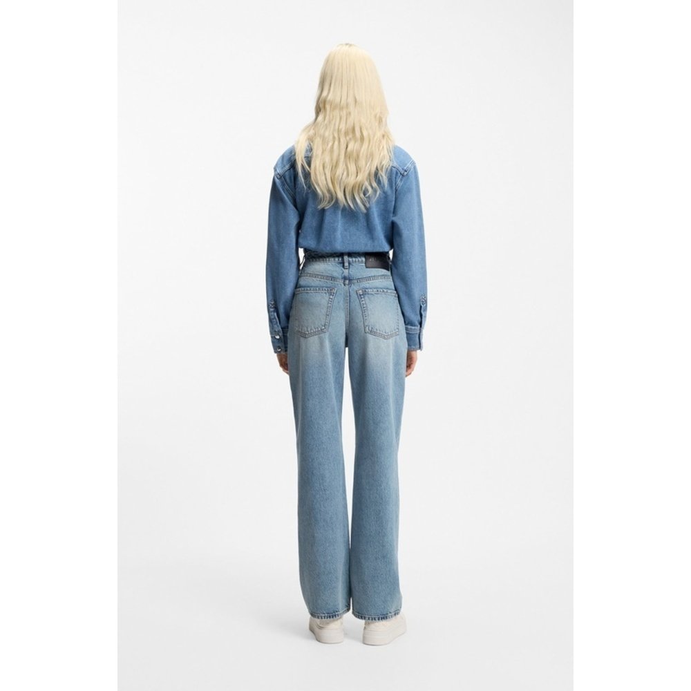 自营欧洲直邮Hugo Boss 女士浅蓝色棉阔腿休闲牛仔裤,淘宝优惠券,粉丝福利购,淘宝优惠卷