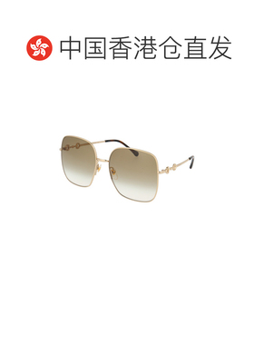 香港直邮GUCCI 女士眼镜 GG0879S002 SS2026 金色 方框太阳镜