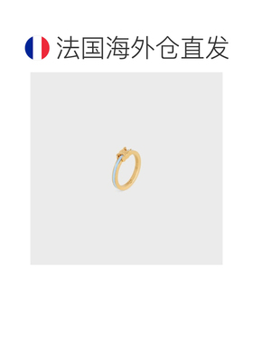 自营欧洲直邮CELINE思琳 Triomphe女士浅蓝色/金色珐琅戒指