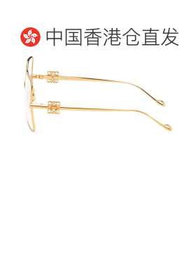 香港直邮LOEWE 罗意威 女士 金色 Oversize Square Retro Titaniu