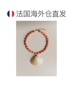 自营欧洲直邮Sezane Sacha女士珊瑚色树脂项链吊坠