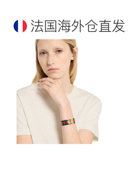自营欧洲直邮GUCCI古驰 Interlocking女士金色黄铜绿色红色珐琅手