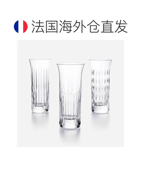 欧洲直邮Baccarat巴卡拉 Flora透明水晶3件装花瓶礼盒