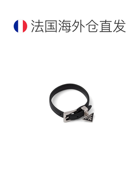 自营欧洲直邮Prada普拉达 Saffiano女士黑色小牛皮金属搭扣手链
