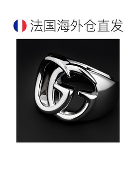 自营欧洲直邮GUCCI古驰 GG Marmont戒指钯色黄铜镂空男女通用配饰