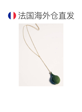 自营欧洲直邮MANGO 女士金色锌合金珐琅细节长款项链吊坠链子