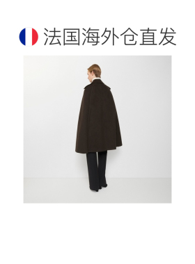 自营欧洲直邮Burberry博柏利 Belmont系列女士齿轮棕灰色羊绒双排