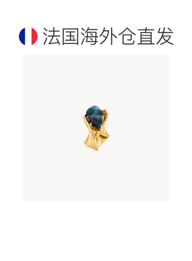 自营欧洲直邮YSL圣罗兰 女士蓝色/金色黄铜扭纹开口手镯