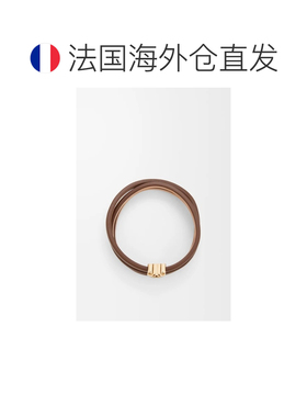 自营欧洲直邮LOEWE罗意威 Anagram Bombe女士棕色小牛皮编织手镯