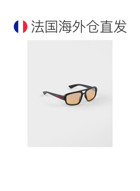 自营欧洲直邮PRADA普拉达 Linea Rossa男士赭石色双梁飞行员太阳