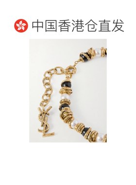 香港直邮Saint Laurent 圣罗兰 女士 pearl-like 镀金手链 854030