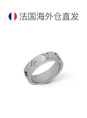自营欧洲直邮LV路易威登 Mosaic男士银灰色黄铜老花图案戒指