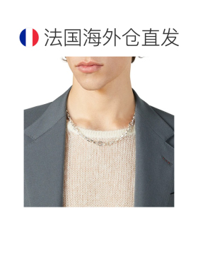 自营GUCCI/古驰 23新款 男士925银链条和交织GG细节项链吊坠配饰