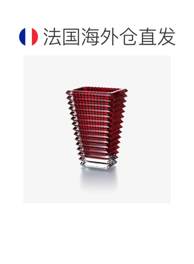 欧洲直邮Baccarat巴卡拉 Eye红色水晶波浪纹理花瓶水晶花