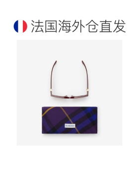 自营欧洲直邮Burberry博柏利 EKD系列女士深红色尼龙方框猫眼太阳