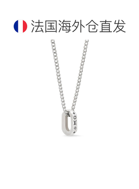 自营欧洲直邮LV路易威登 Monogram男士银灰色钢扁平圆环项链配饰