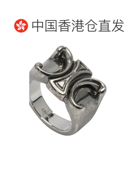 1h可退 香港直邮CELINE 男士戒指 461DR6BRA36SI CO 灰色 徽标戒