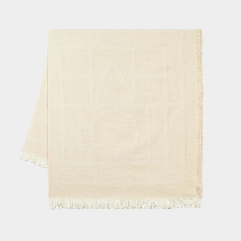 欧洲直邮Monogram Scarf - TOTEME - Wool - Macadamia White - 图2