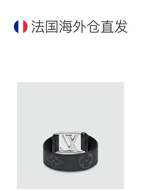 自营1h可退 欧洲直邮LV/路易威登 男士银色/黑色金属/帆布手链新