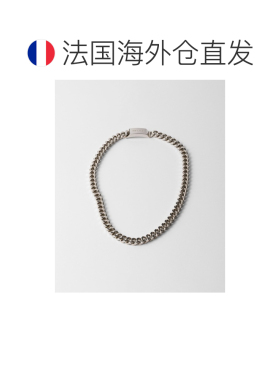 自营欧洲直邮Prada普拉达 男士古银色925银字母标识项链配饰