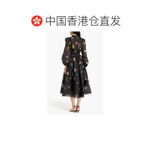 1h可退 香港直邮ZIMMERMANN 女士 印花凸纹蕾丝拼接亚麻真丝混纺 - 图1
