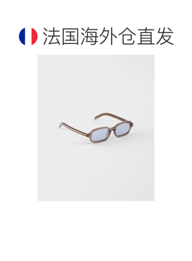 自营欧洲直邮PRADA普拉达 女士蓝色醋酸纤维标志性金属牌太阳镜