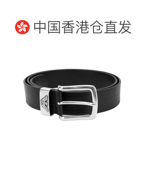 香港直邮EMPORIO ARMANI 男士黑色4.0CM腰带 牛皮革粒纹4.0CM腰带