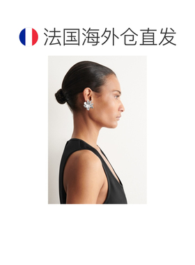 欧洲直邮自营COS 女士银色黄铜不对称花朵耳环耳钉配饰