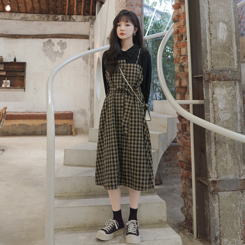 假两件2022春秋新款小众设计连衣裙 岸妃连衣裙