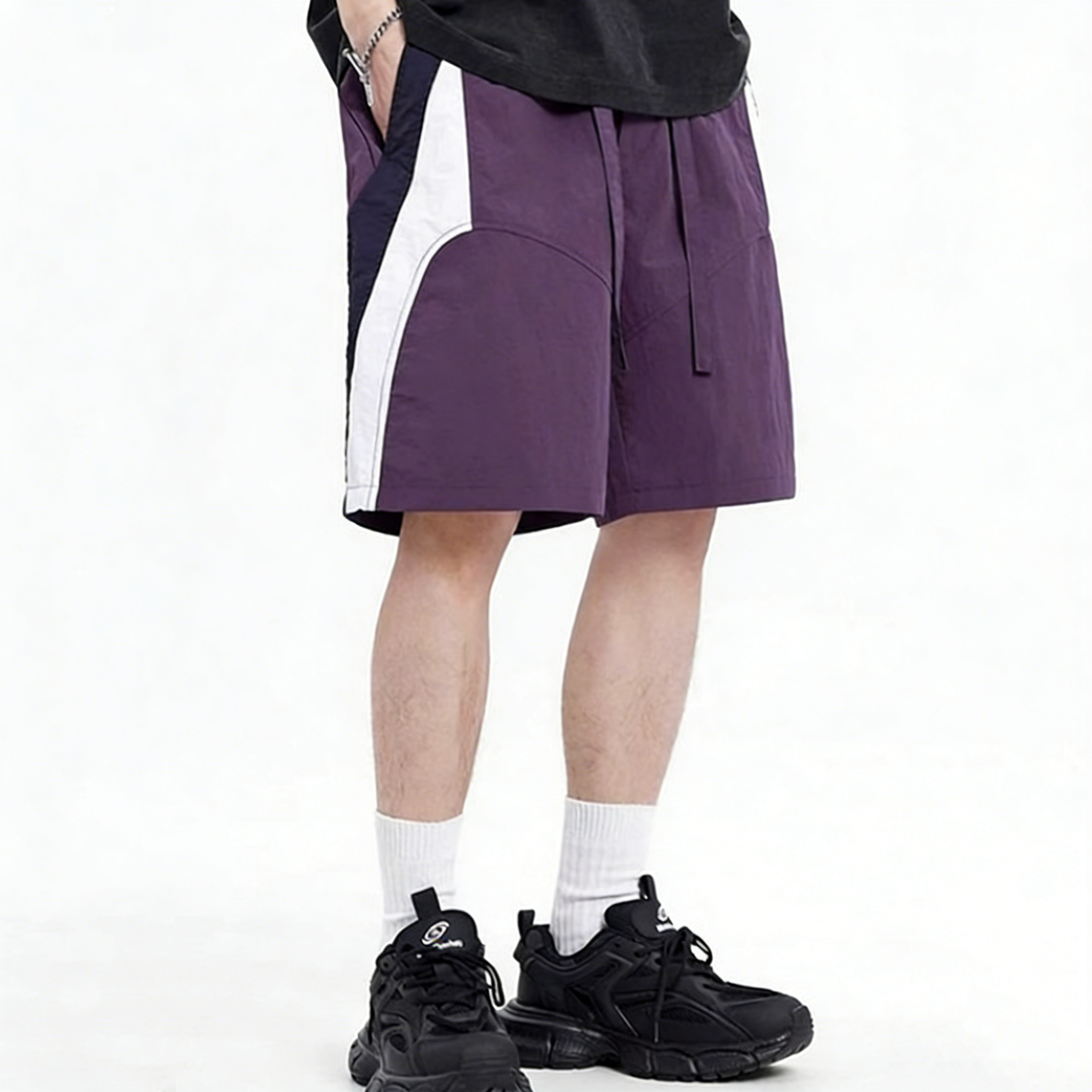 CYDCLUB 撞色拼接速干五分裤夏季户外沙滩宽松休闲运动短裤,淘宝优惠券,粉丝福利购,淘宝优惠卷