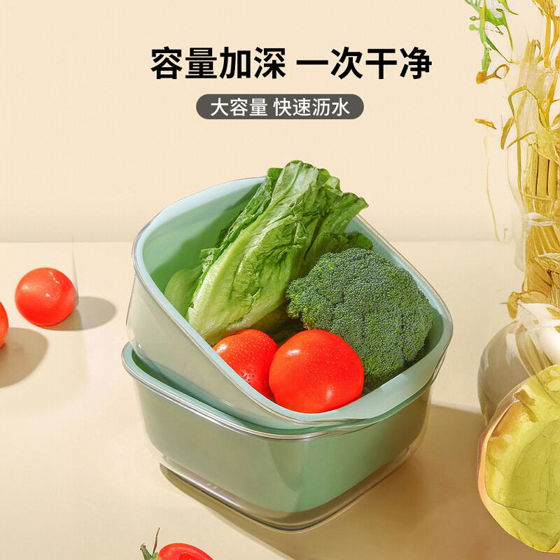 双层洗菜盆沥水篮厨房家用客厅水果盘塑料水槽滤水菜篓淘洗菜篮子 - 图1