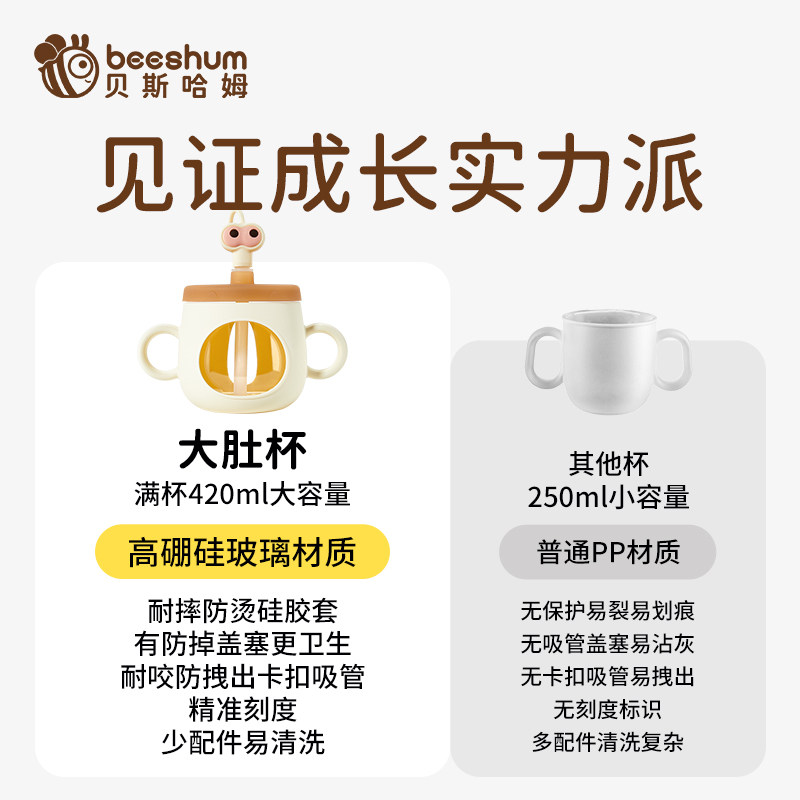 beeshum贝斯哈姆儿童牛奶杯宝宝学饮杯直饮奶瓶饮水杯婴儿吸管杯,淘宝优惠券,粉丝福利购,淘宝优惠卷