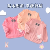 Дышащий нагрудник для девочек, детский водонепроницаемый фартук для еды, анти-грязь, сзади на завязках, с карманом