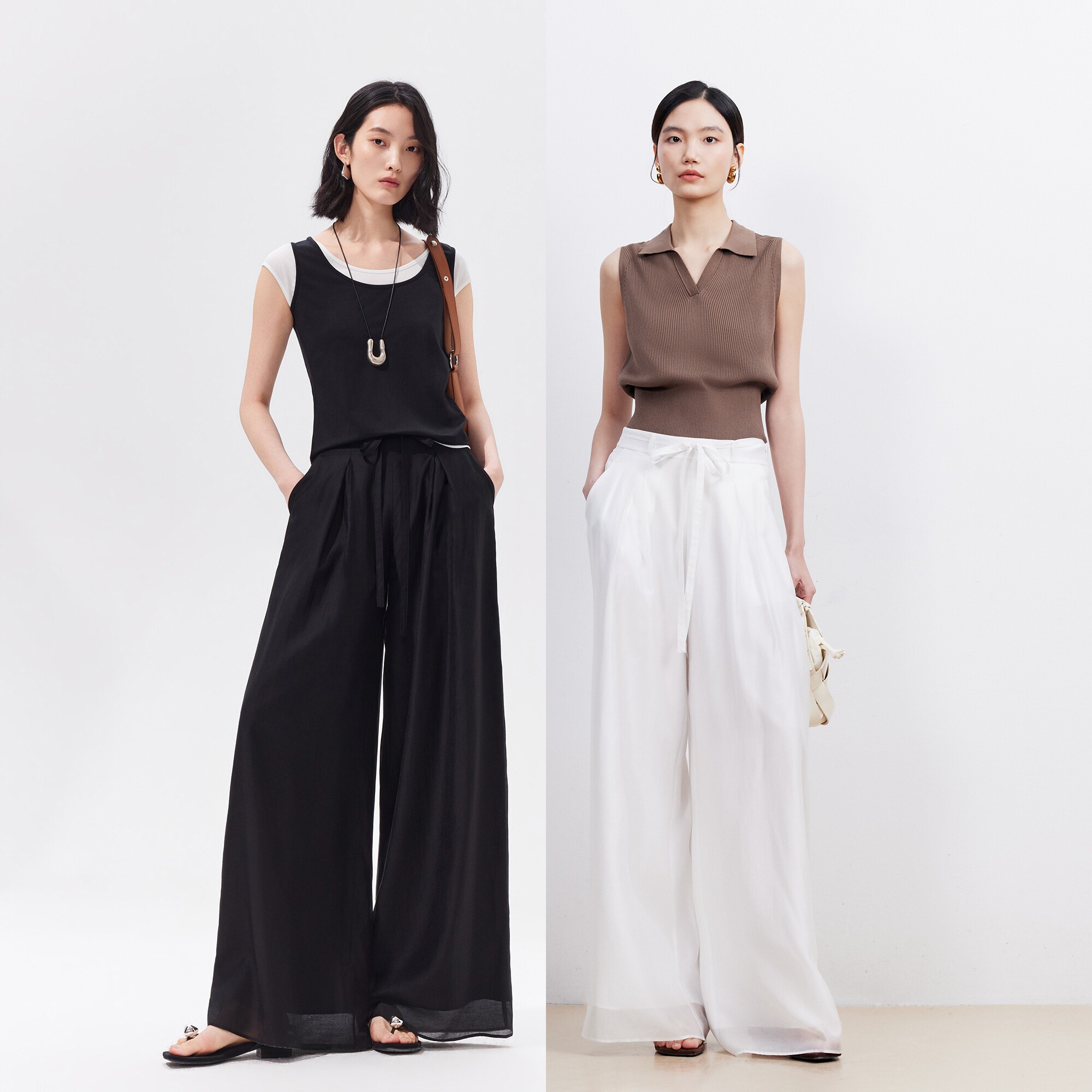 【流光裤】Vero Moda休闲裤女26夏季新款腰带高腰阔腿裤通勤百搭