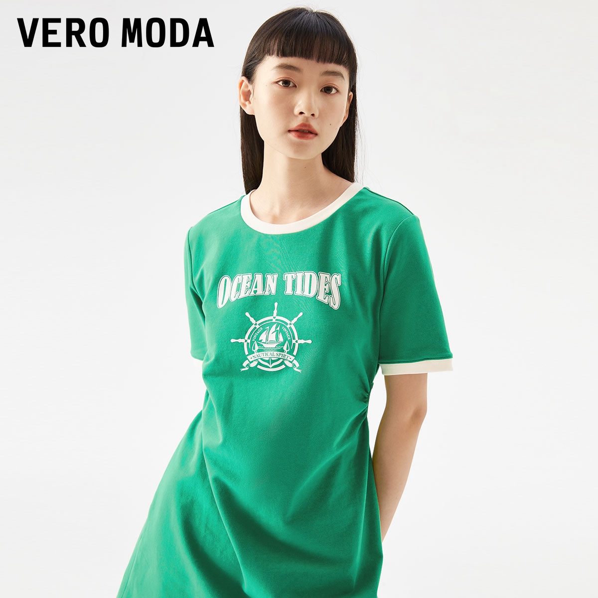 Vero Moda奥莱连衣裙子夏季新款运动休闲时髦短袖侧收腰字母女-图1