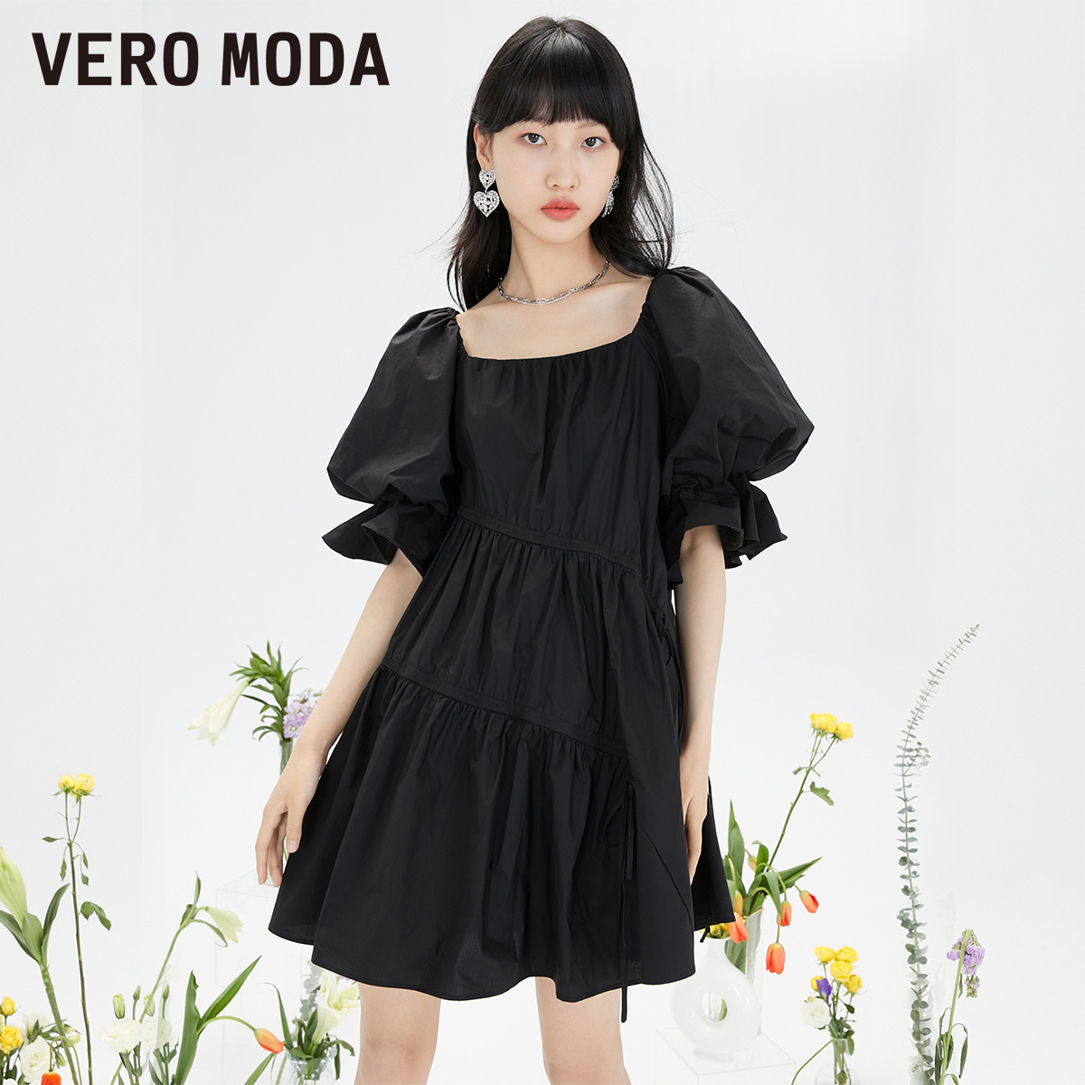 Vero Moda奥莱连衣裙子夏季清仓甜美泡泡袖宽松高光公主裙女 - 图2