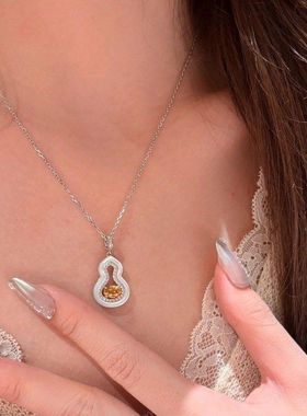 复古精致项链锁骨轻奢葫芦黄钻链