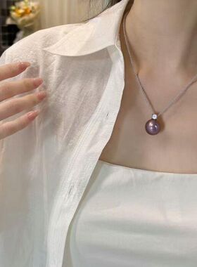 无瑕正圆S925款高亮链锁骨淡水