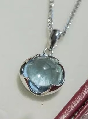 托帕石石海月光坠S925天然锁骨